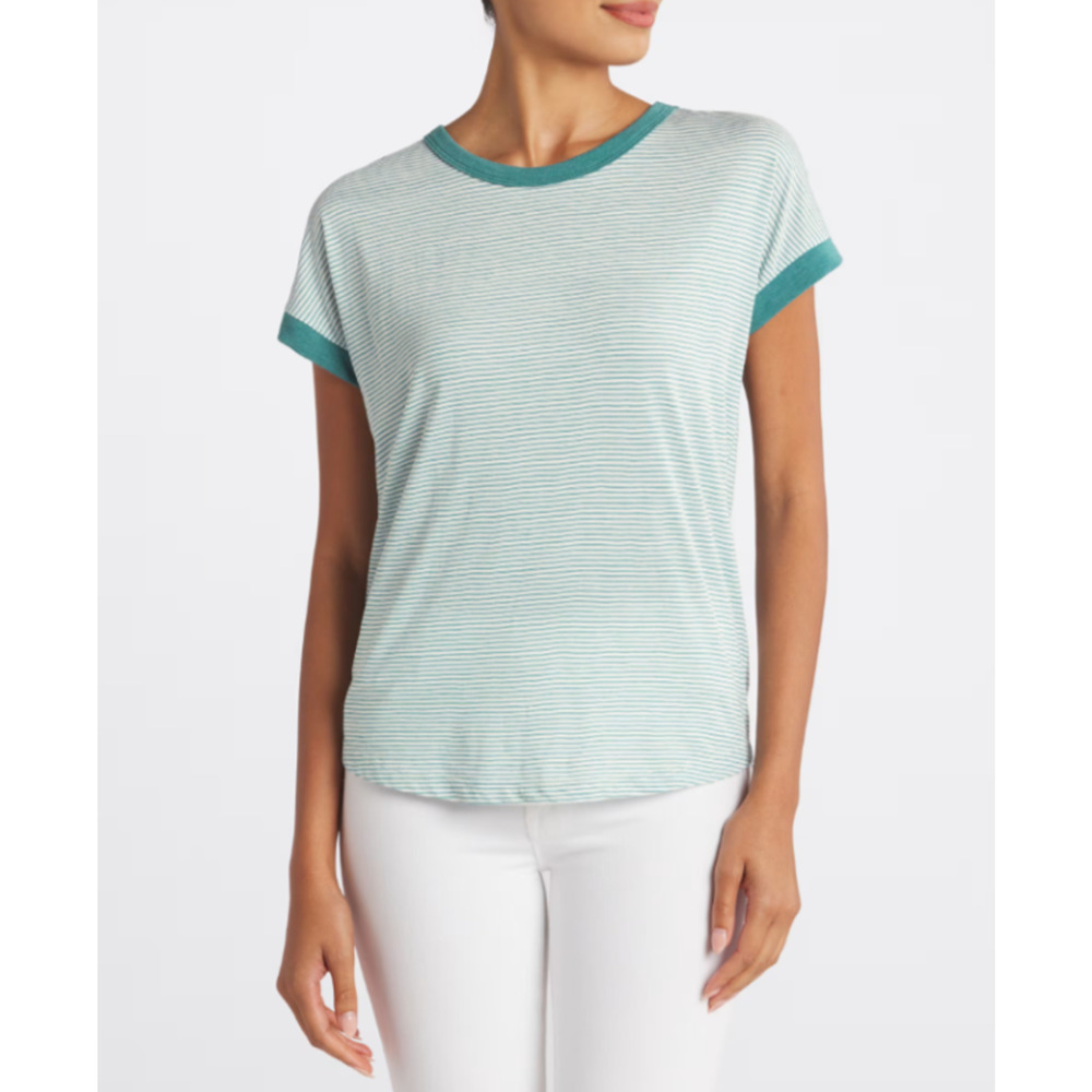 NWT Womens XL Pink Clover Elysia Teal Green Short Sleeve Knit Top Rayon TeeShirt - Picture 2 of 8